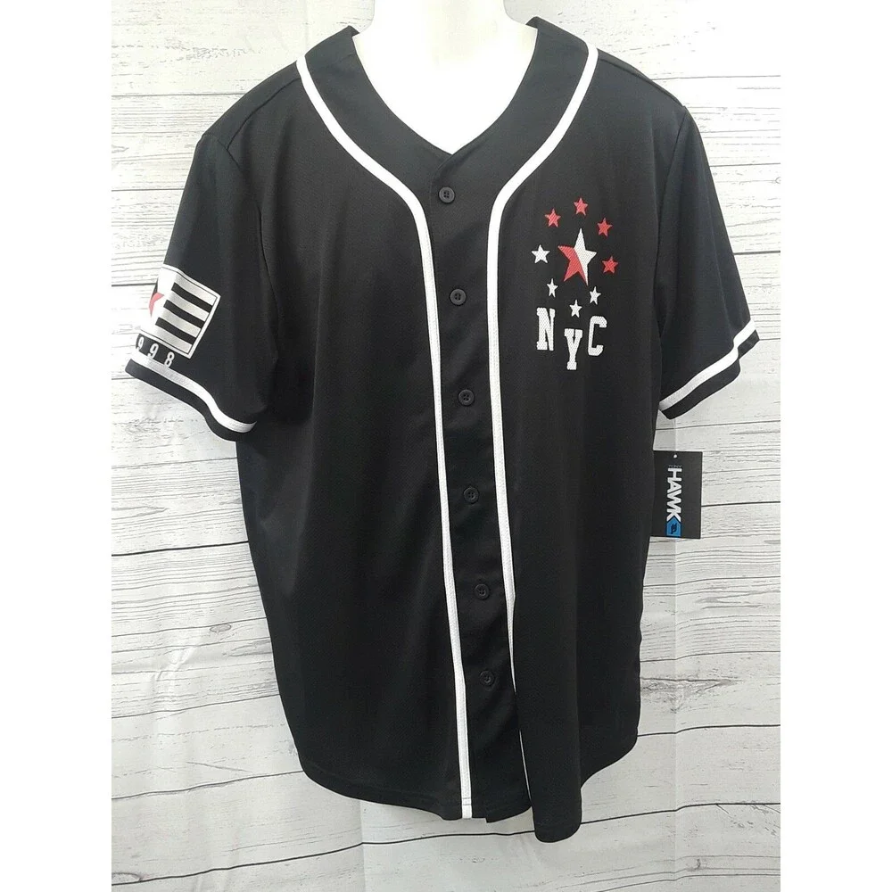 Vtg 90's Tony Hawk NYC Startert BB Baseball Jersey Black White Red XL $36.00 NWT